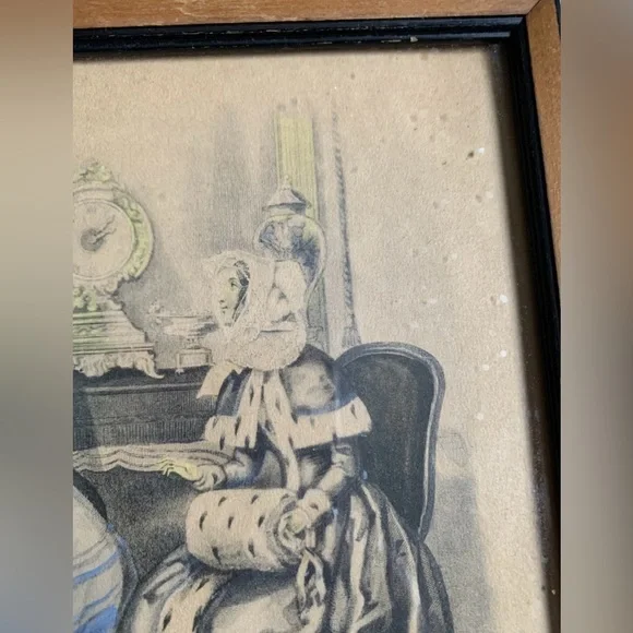 Godey Paris Fashion Print Wood Frame 7.5” x 6” Hook to Hang Godey’s Ladies VTG - Picture 7 of 10